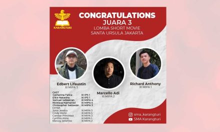 Congratulations! Edbert, Marcello, Richard, Siswa SMA Karangturi, Juara 3 Lomba Short Movie